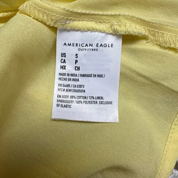 American Eagle Garden Party Wrap Dress Size Small Tiered Yellow Floral Cottage - Picture 6 of 8